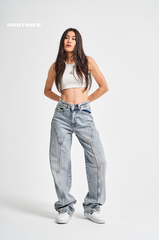 Routines Seam Detail Straight Leg Jeans 3238 Jeans Routines Fashion   