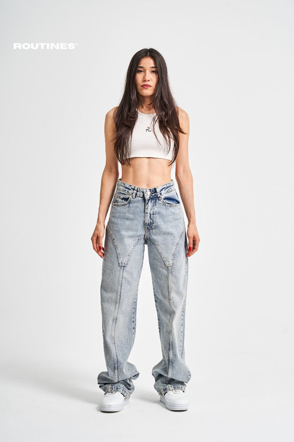 Routines Seam Detail Straight Leg Jeans 3238 Jeans Routines Fashion   