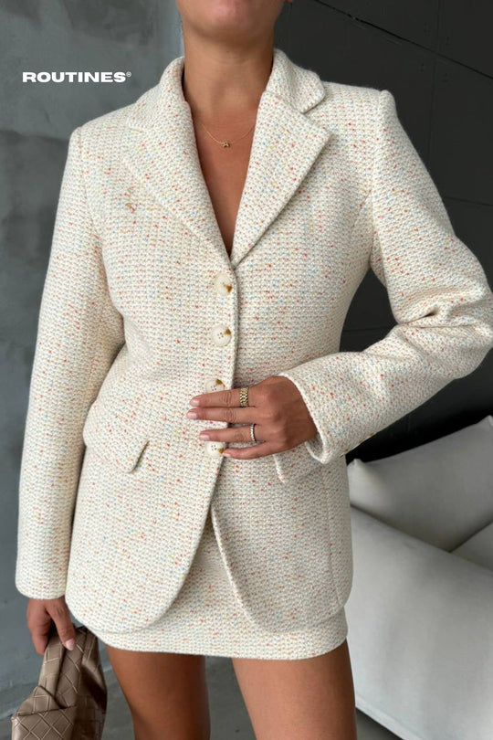 Routines Soft Two Piece Blazer Set - Beige 5035 Set Routines Fashion   