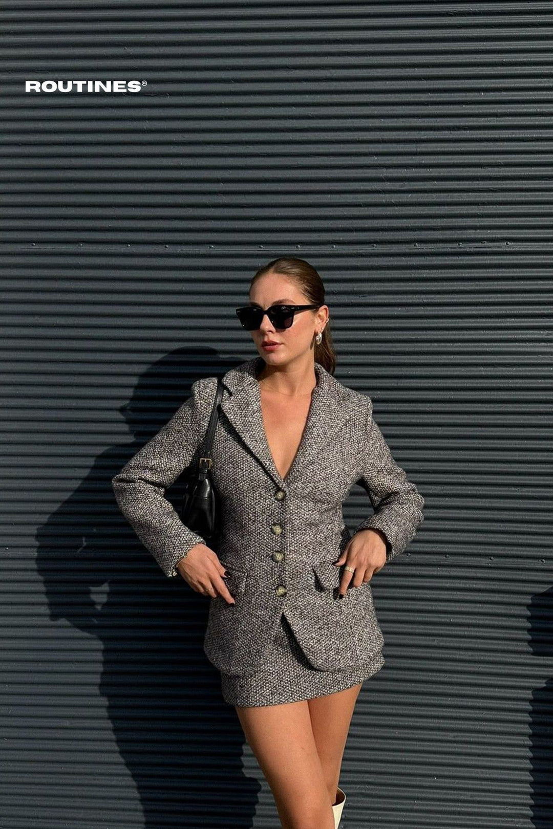 Routines Soft Two Piece Blazer Set - Dark Grey 5035 Set Routines Fashion