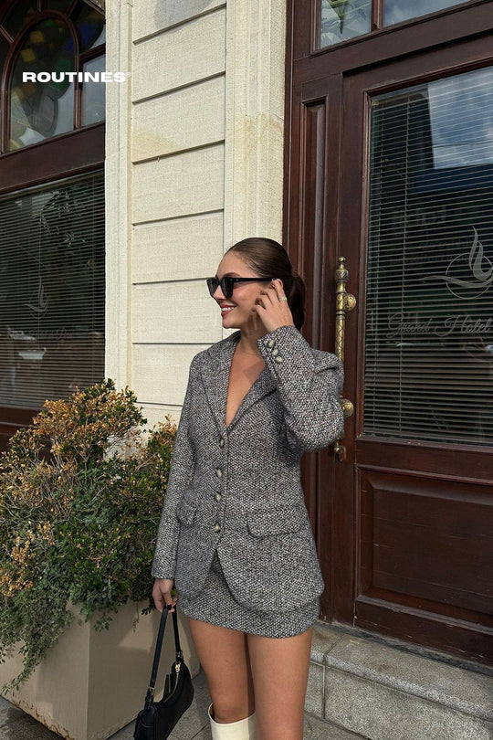 Routines Soft Two Piece Blazer Set - Dark Grey 5035 Set Routines Fashion