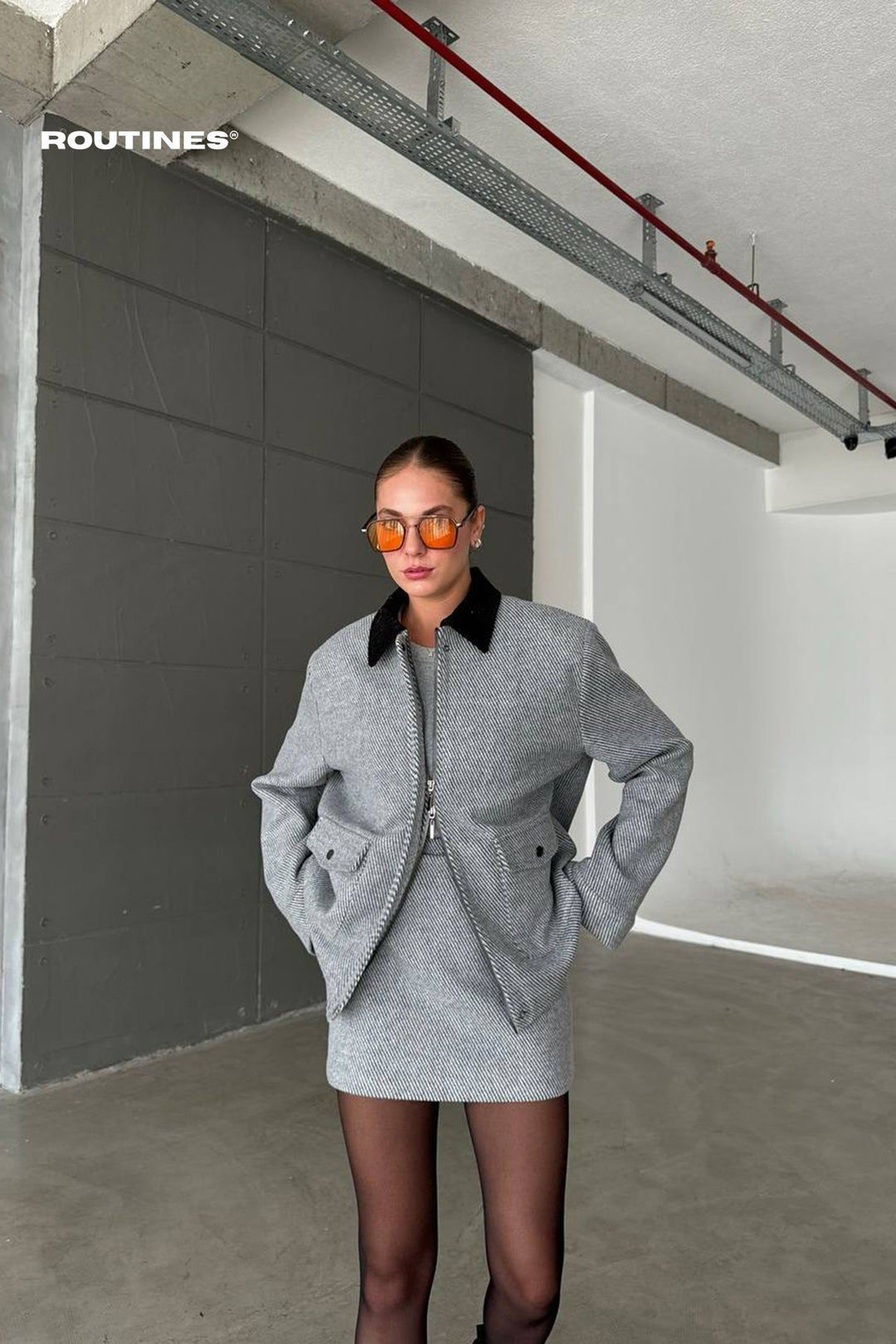 Routines Soft Two Piece Set - Grey 7095 Set Routines Fashion   