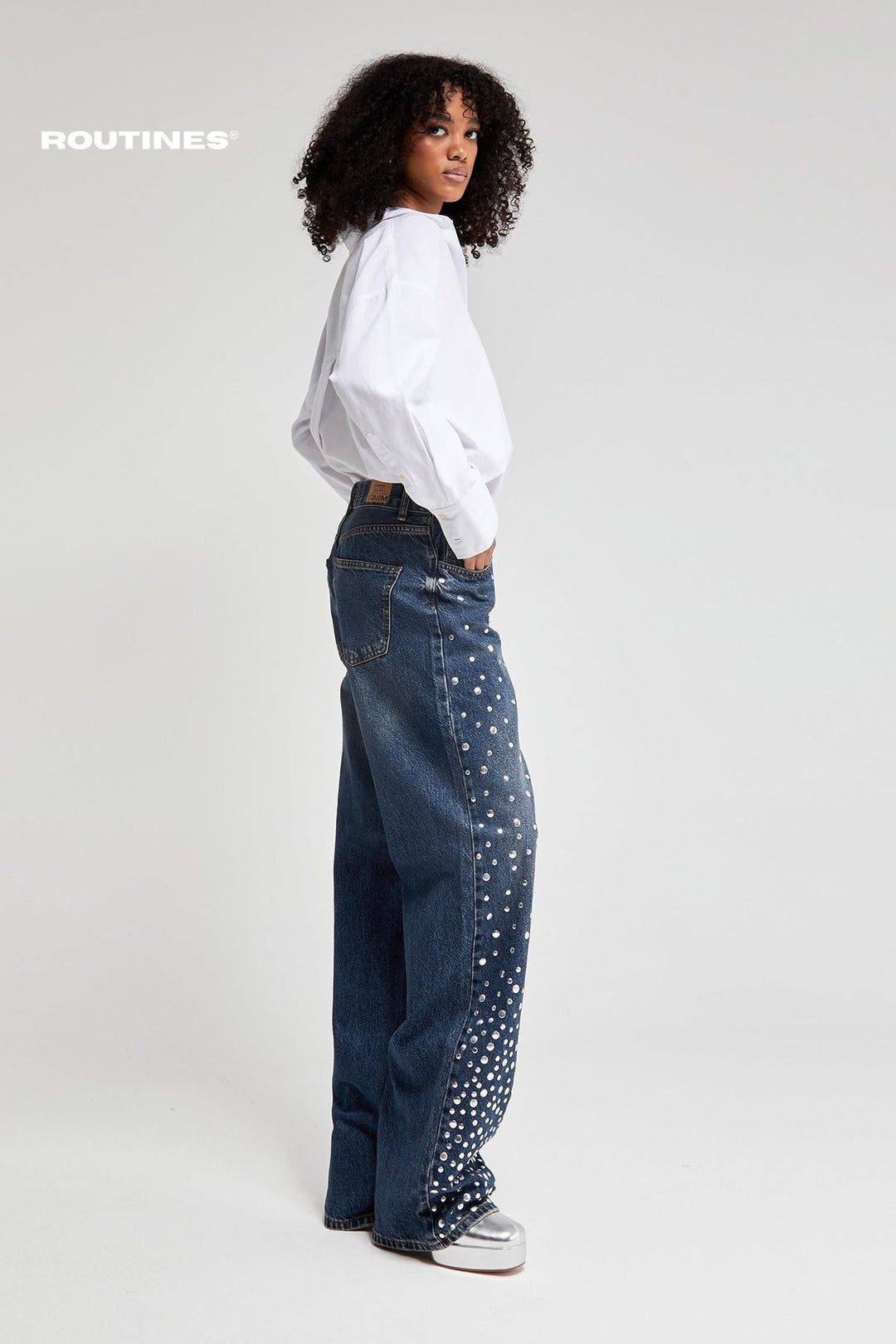 Routines Studs Straight Leg Jeans 3496 Jeans Routines Fashion   