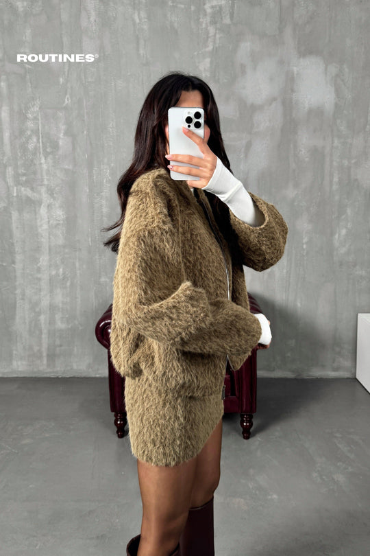 Routines Two Piece Fluffy Set - Brown 2024122 Set Routines Fashion