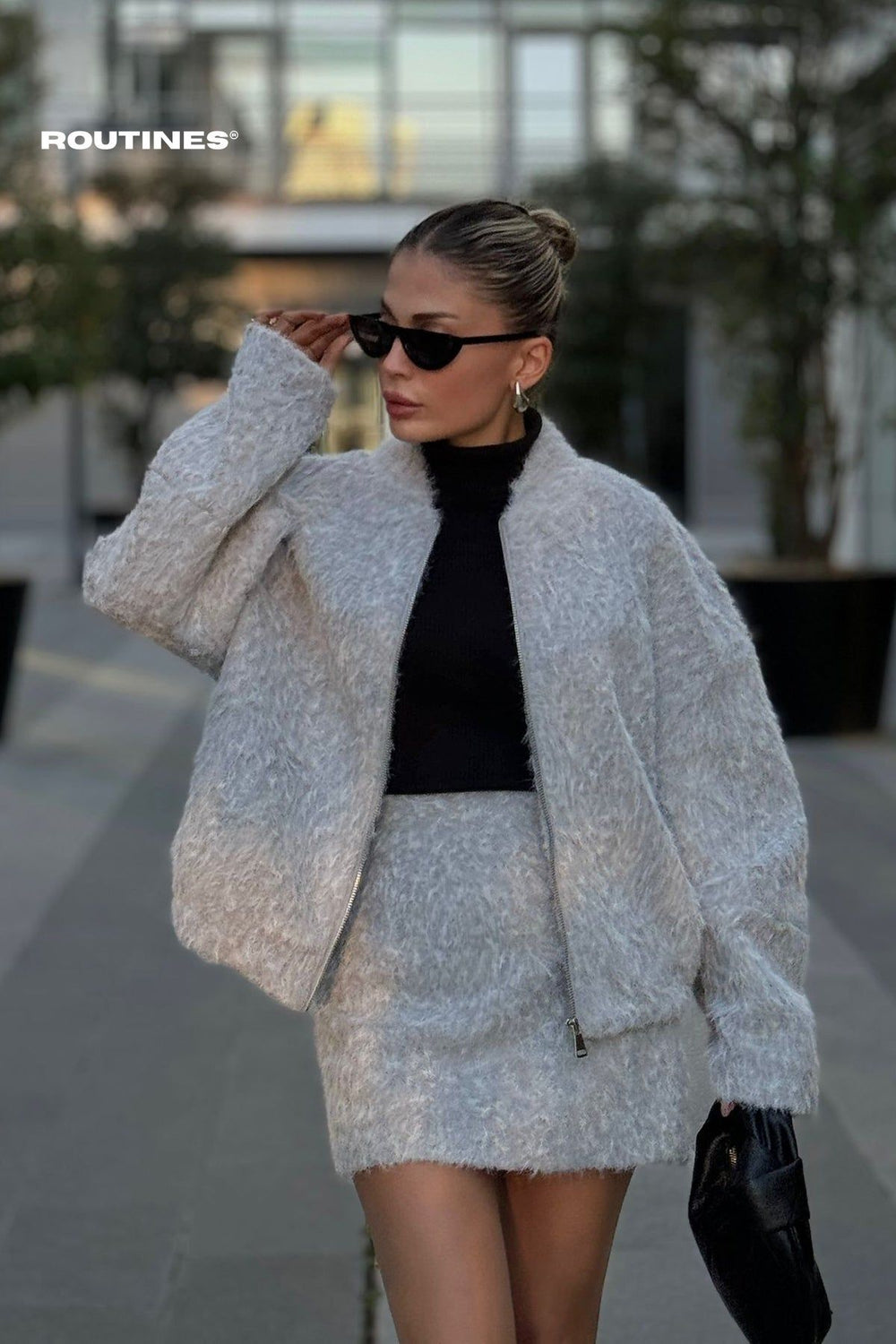 Routines Two Piece Fluffy Set - Grey 2024122 Set Routines Fashion