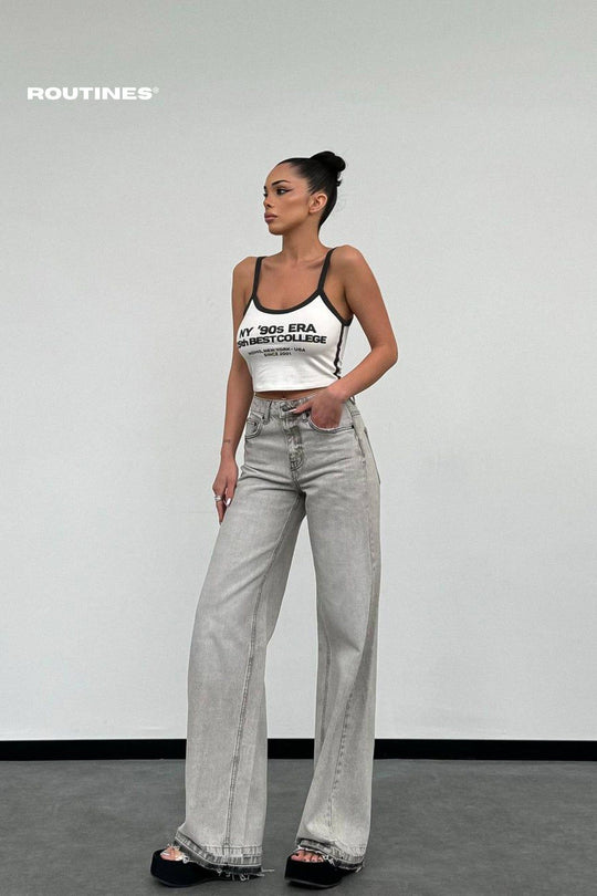 Routines Unfolded Straight Leg Jeans - Grey 1287-3 Jeans Routines Fashion   