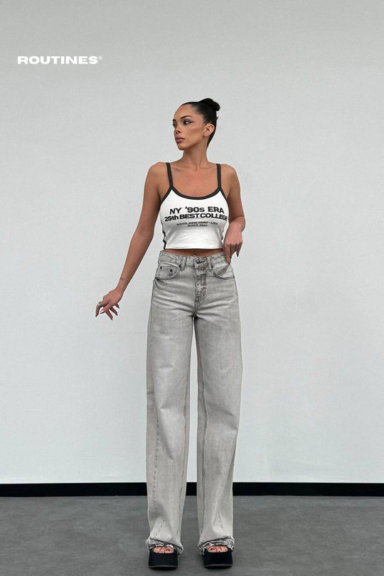 Routines Unfolded Straight Leg Jeans - Grey 1287-3 Jeans Routines Fashion   