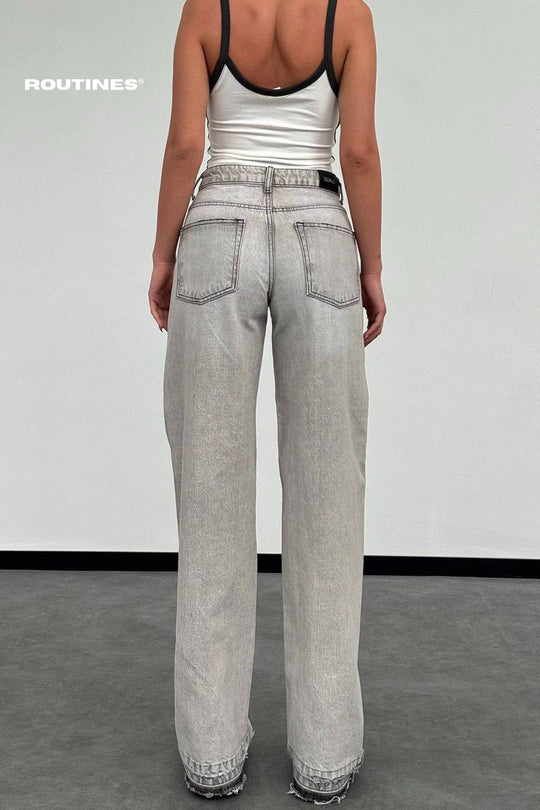 Routines Unfolded Straight Leg Jeans - Grey 1287-3 Jeans Routines Fashion   