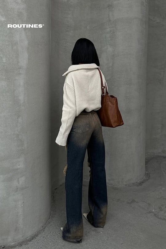 Routines Vintage Ripped Straight Leg Jeans 1372-1 Jeans Routines Fashion