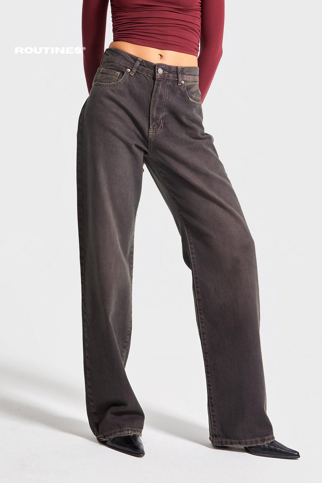 Routines Straight leg Jeans - Vintage Bordeaux 3090 Jeans Routines Fashion   