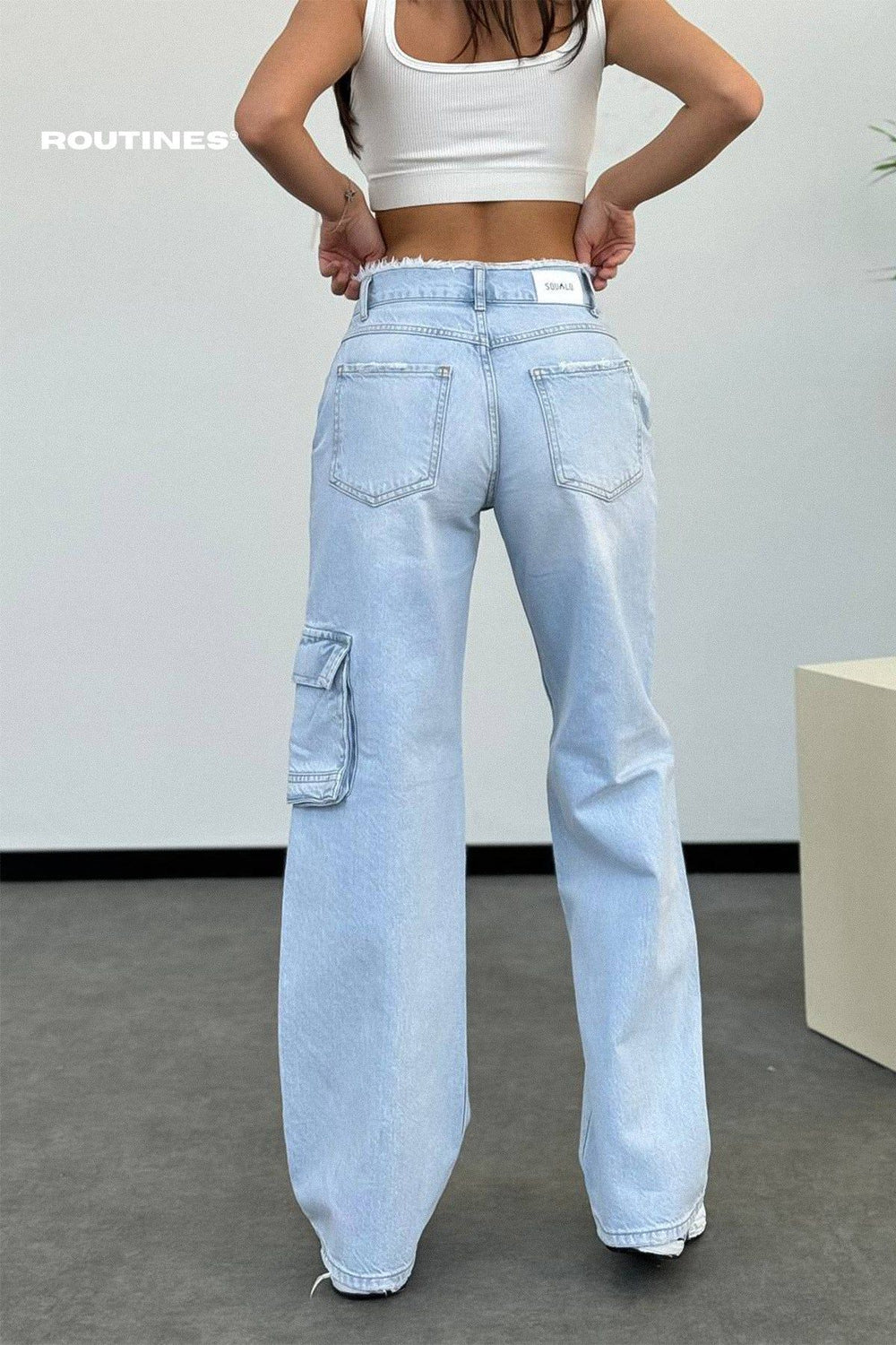 Routines Washed Pocket Cargo Jeans 1229 Jeans Routines Fashion   