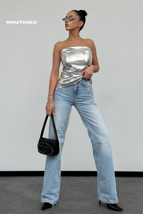Routines Washed Straight Leg Jeans 1277-1 Jeans Routines Fashion   