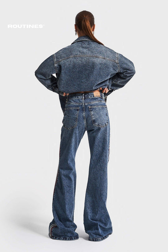 Routines Washed Striped Flare Jeans 3561 Jeans Routines Fashion   
