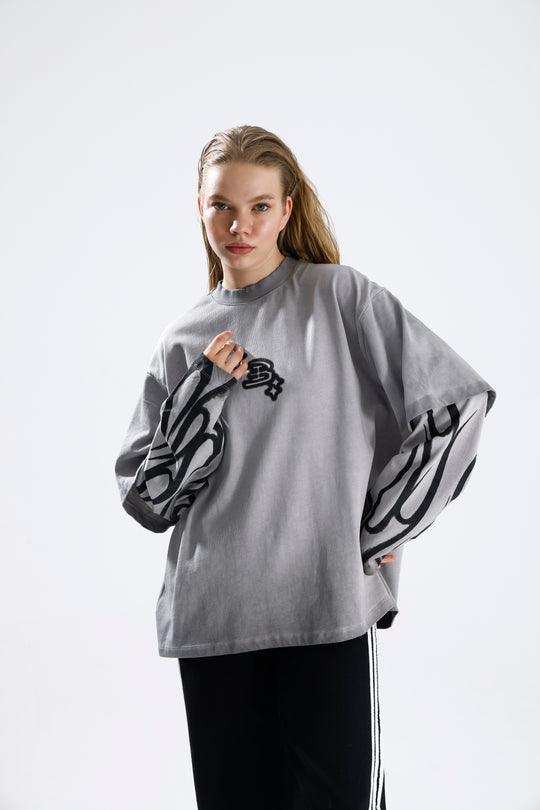 Routines Acid Washed Longsleeves Shirt - Grey 1914 T-Shirt Routines Fashion