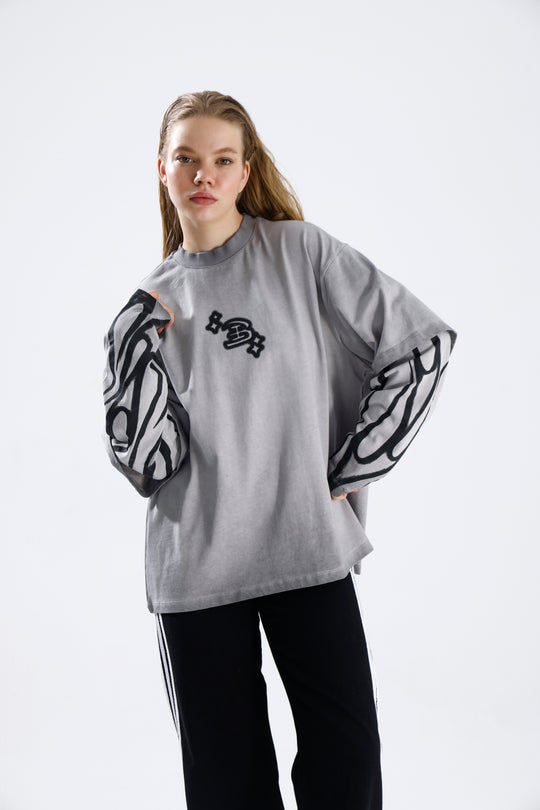 Routines Acid Washed Longsleeves Shirt - Grey 1914 T-Shirt Routines Fashion