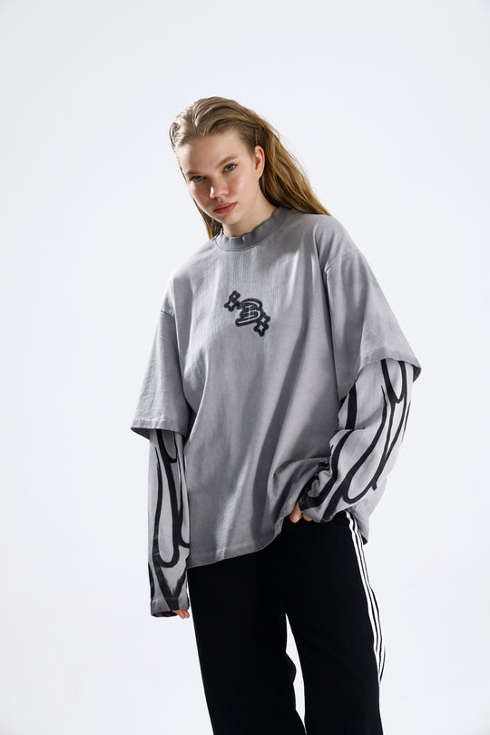 Routines Acid Washed Longsleeves Shirt - Grey 1914 T-Shirt Routines Fashion