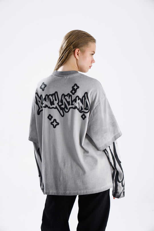 Routines Acid Washed Longsleeves Shirt - Grey 1914 T-Shirt Routines Fashion