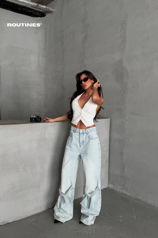 Routines Baggy Bow Straight Leg Jeans 1218 Jeans Routines Fashion