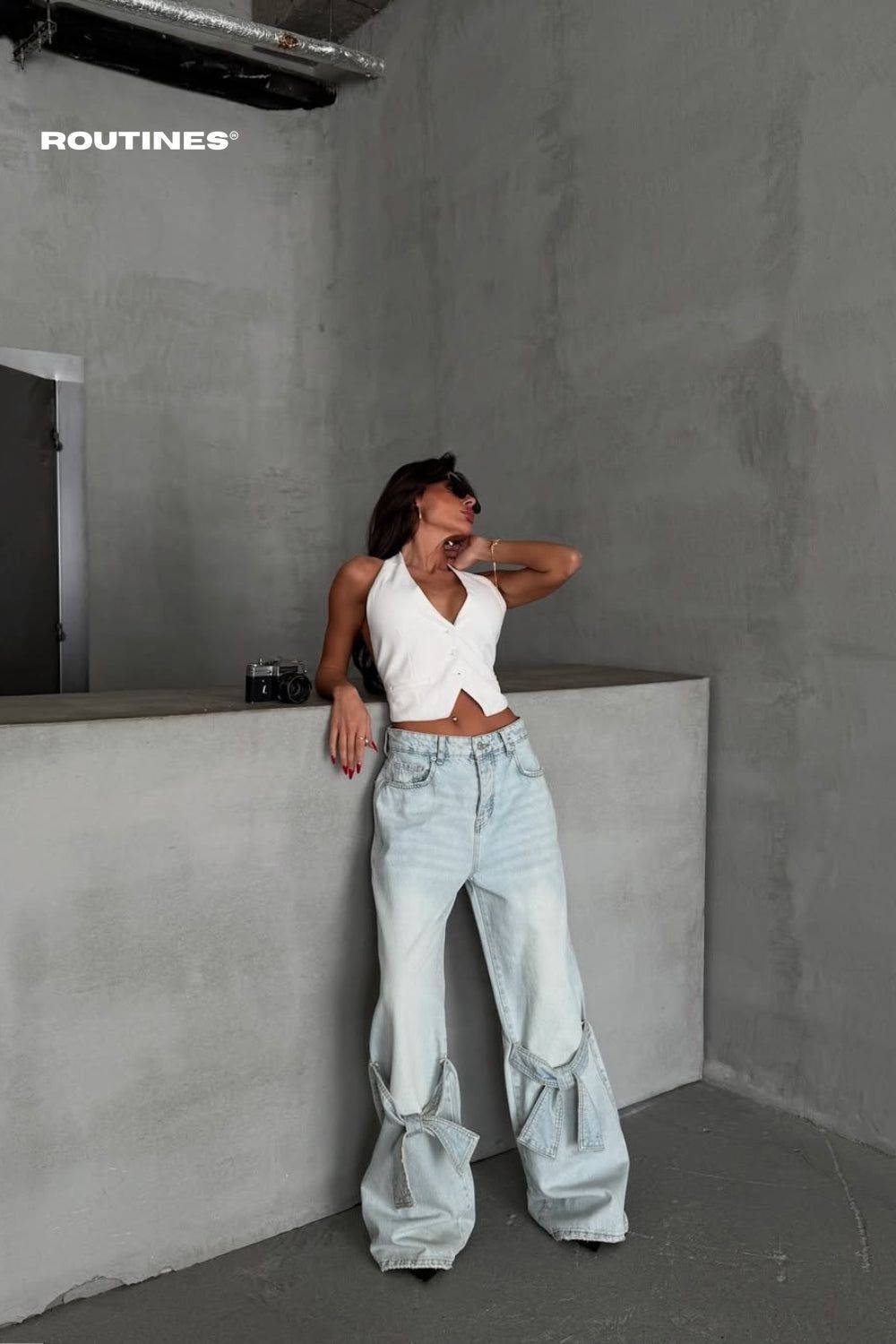 Routines Baggy Bow Straight Leg Jeans 1218 Jeans Routines Fashion