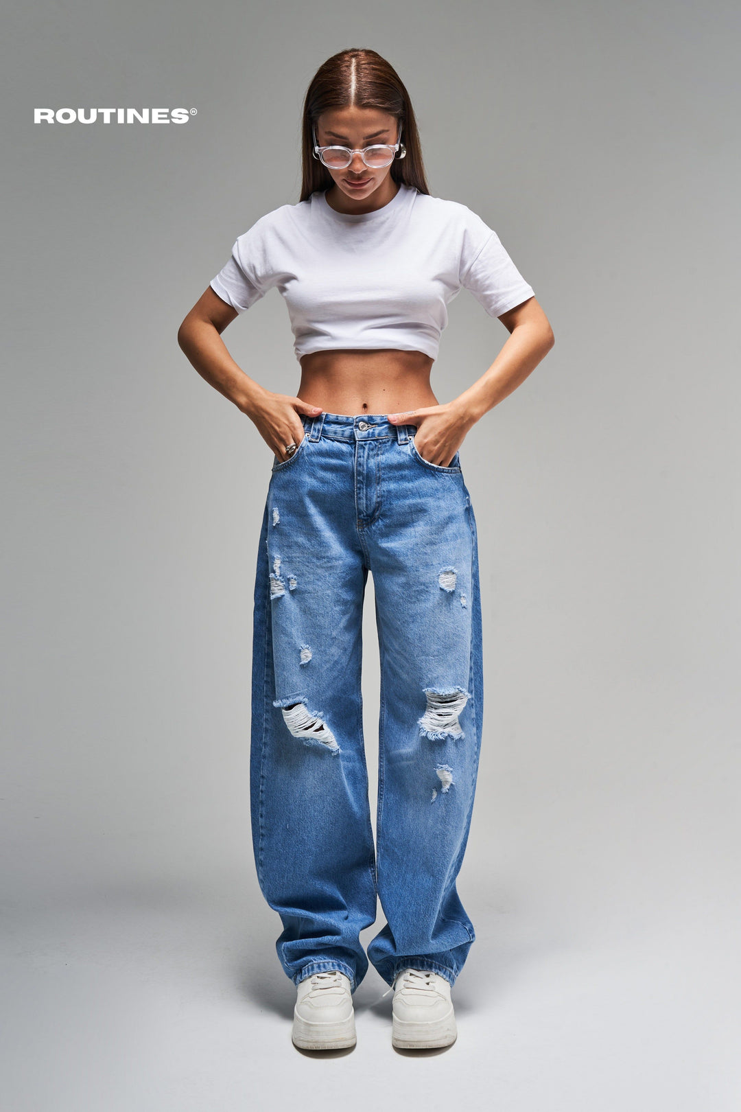 Routines Baggy Ripped Straight Jeans 2961 Jeans Routines Fashion