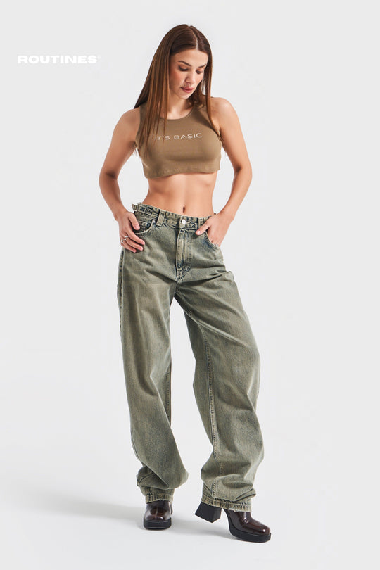 Routines Baggy Straight Jeans - Green Wash 2961 Jeans Routines Fashion