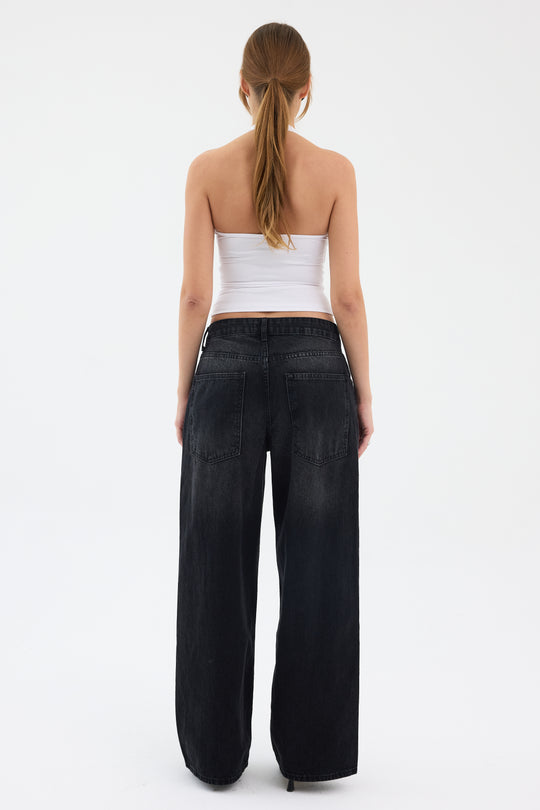 Routines Baggy Straight Jeans - Washed Black 5242 Jeans Routines Fashion