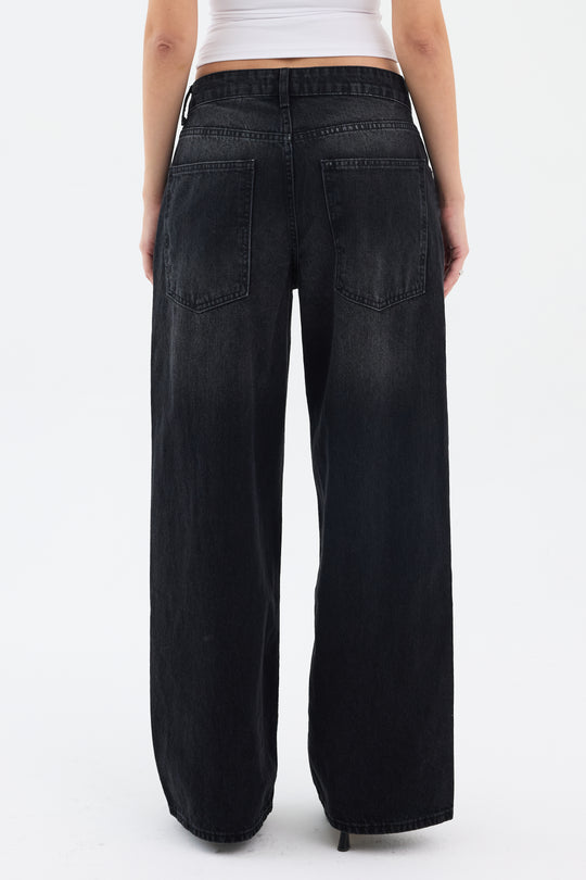 Routines Baggy Straight Jeans - Washed Black 5242 Jeans Routines Fashion