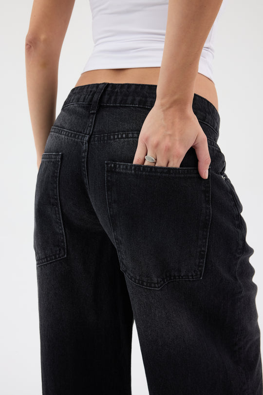 Routines Baggy Straight Jeans - Washed Black 5242 Jeans Routines Fashion
