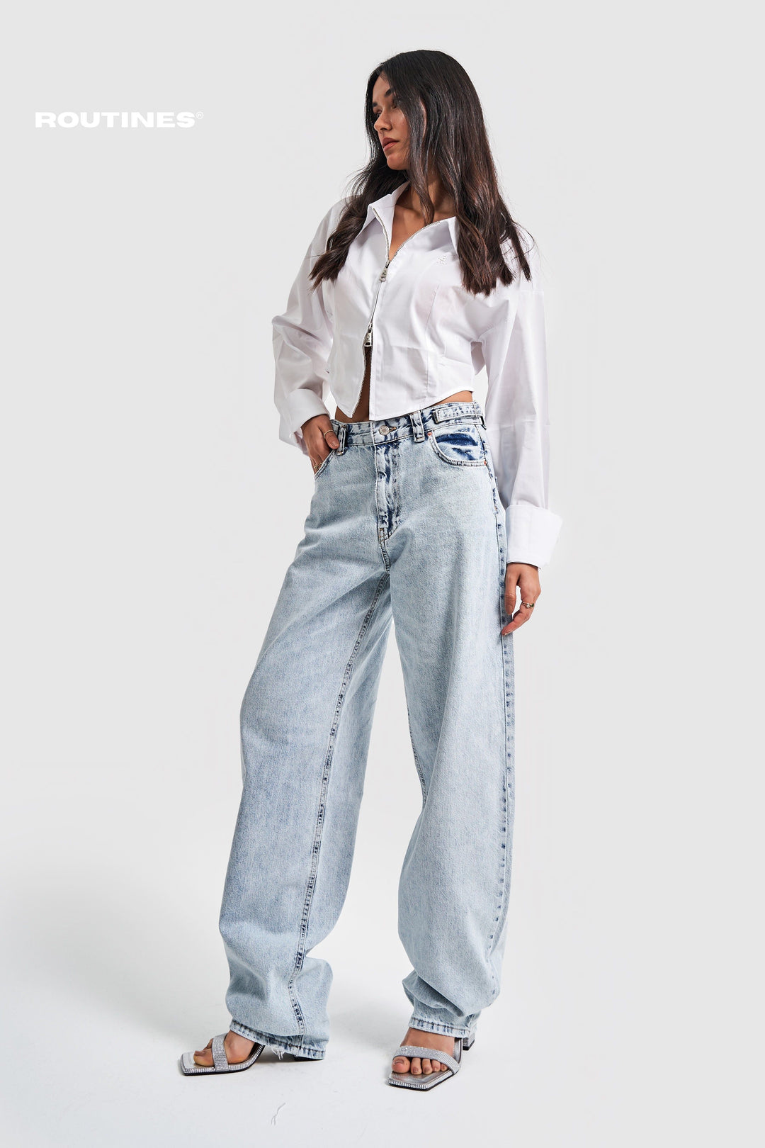 Routines Baggy Straight Leg Jeans - Washed Blue 2961 Jeans Routines Fashion