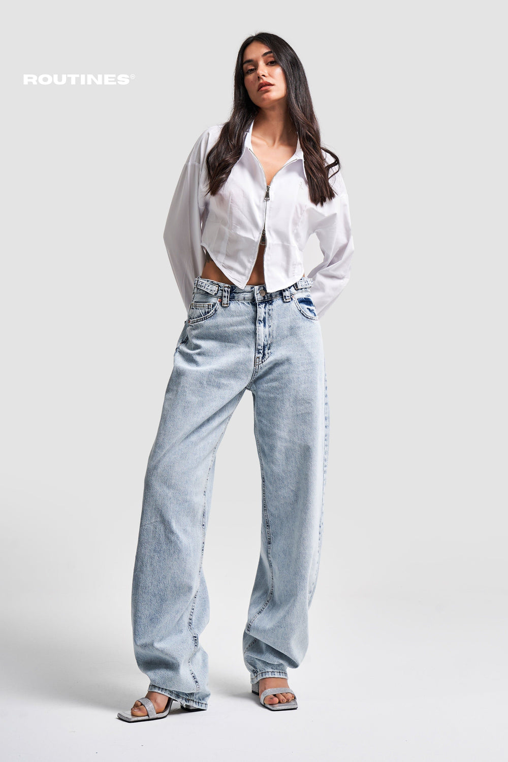 Routines Baggy Straight Leg Jeans - Washed Blue 2961 Jeans Routines Fashion