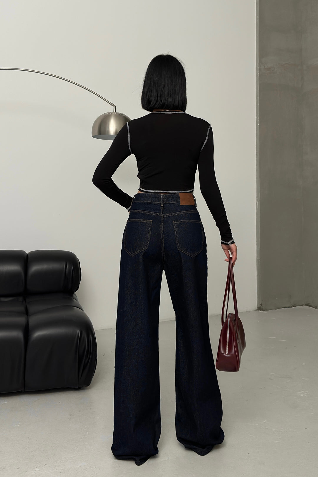 Routines Belt Baggy Straight Jeans - Dark Blue 3681