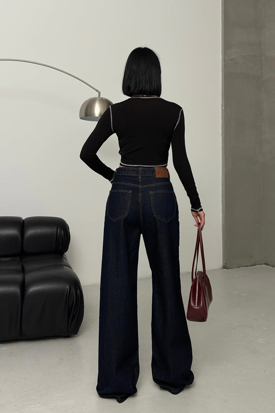 Routines Belt Baggy Straight Jeans - Dark Blue 3681