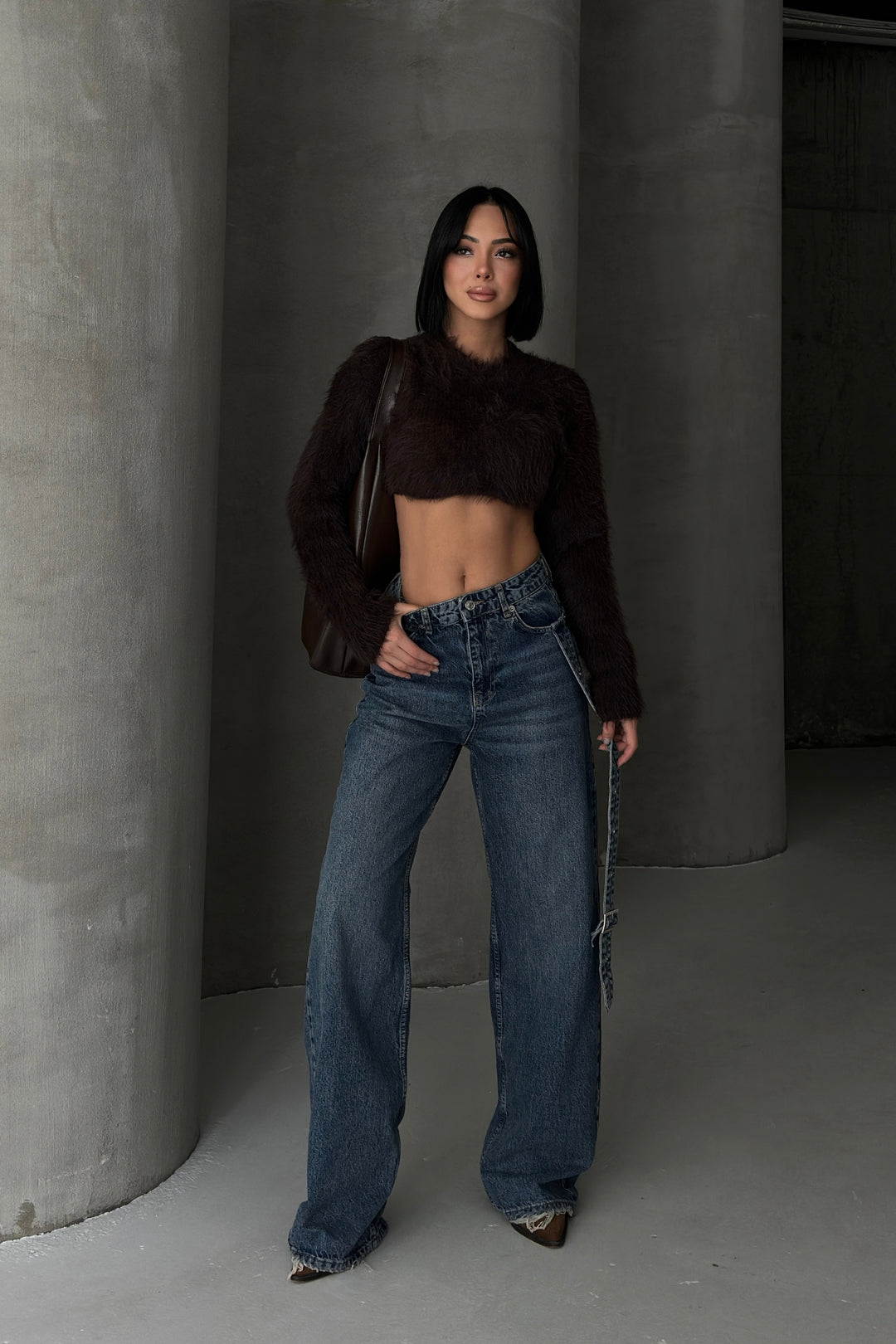 Routines Belt Baggy Straight Jeans - Washed Blue 3682 Jeans Routines Fashion