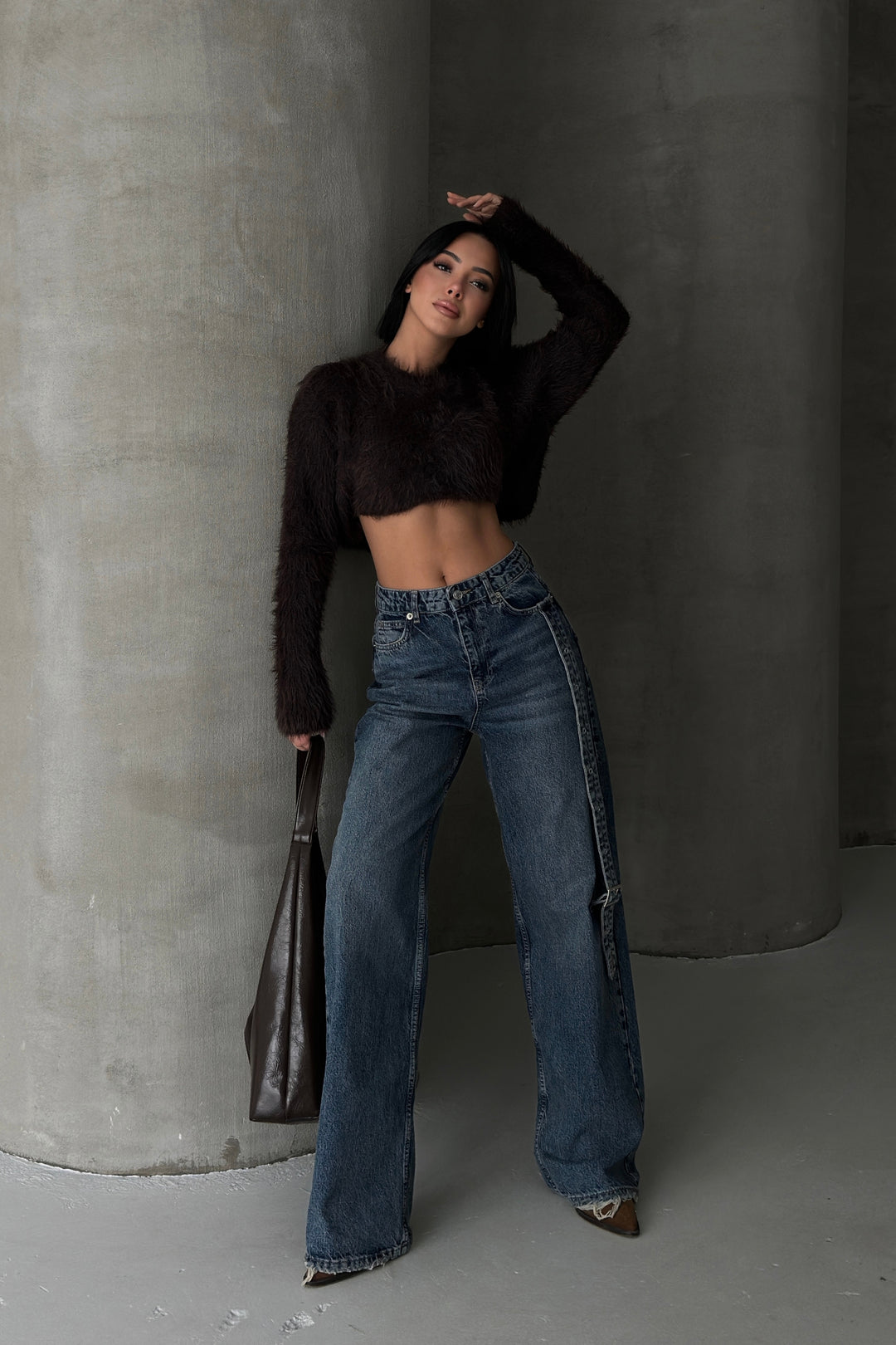 Routines Belt Baggy Straight Jeans - Washed Blue 3682 Jeans Routines Fashion