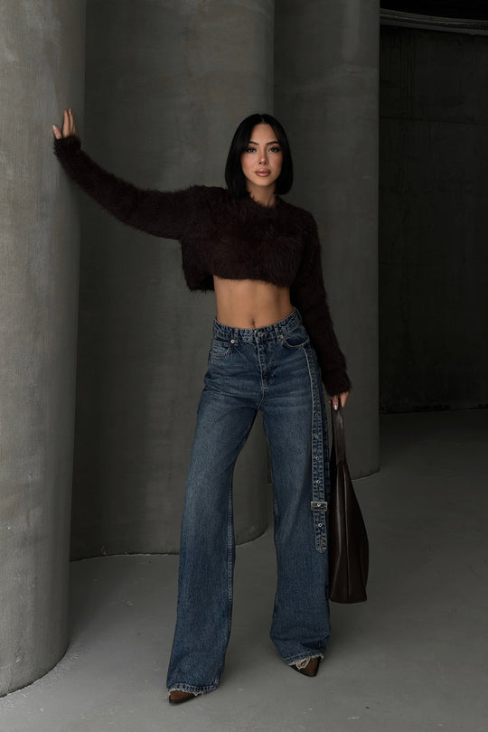 Routines Belt Baggy Straight Jeans - Washed Blue 3682 Jeans Routines Fashion