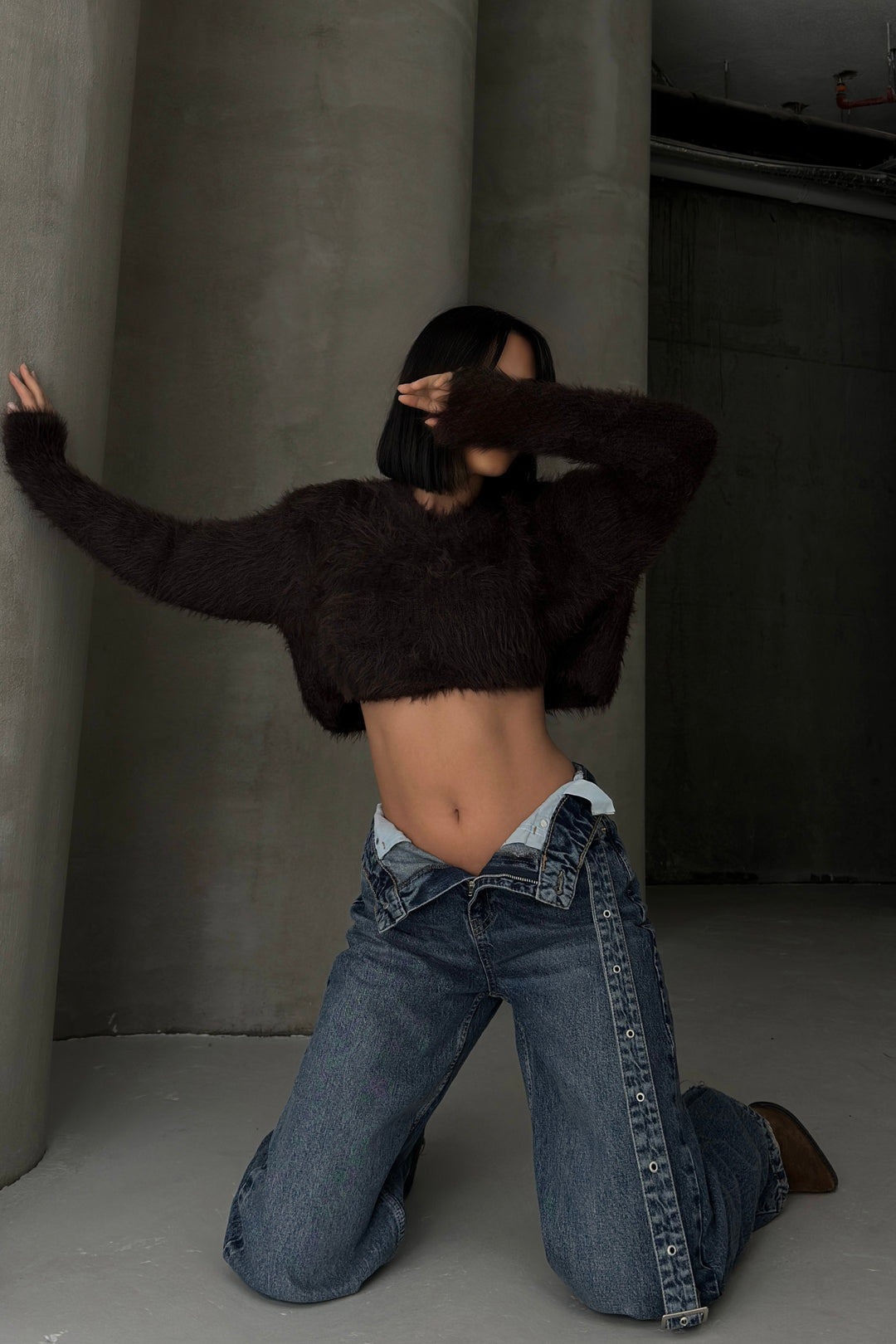 Routines Belt Baggy Straight Jeans - Washed Blue 3682 Jeans Routines Fashion