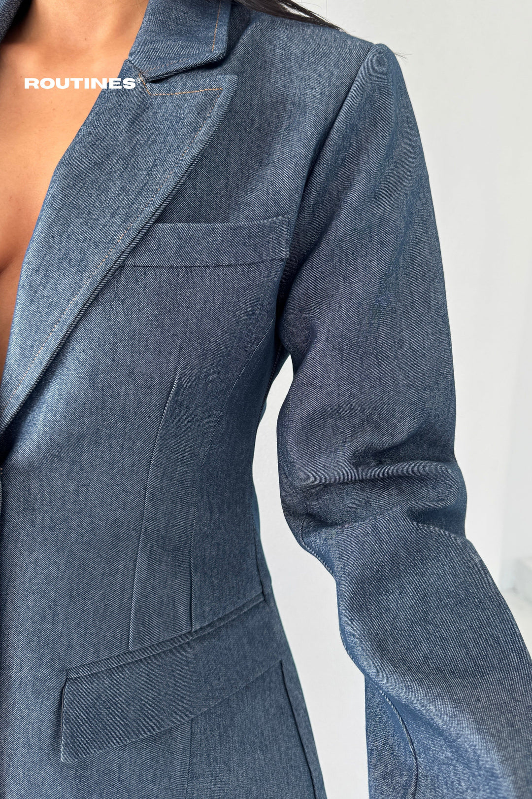 Routines Blazer Two Piece Denim Skirt Set 2025 Set Routines Fashion