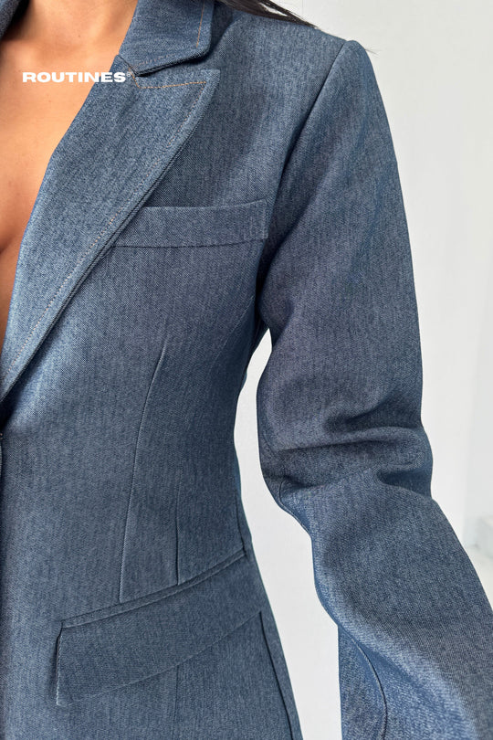 Routines Blazer Two Piece Denim Skirt Set 2025 Set Routines Fashion