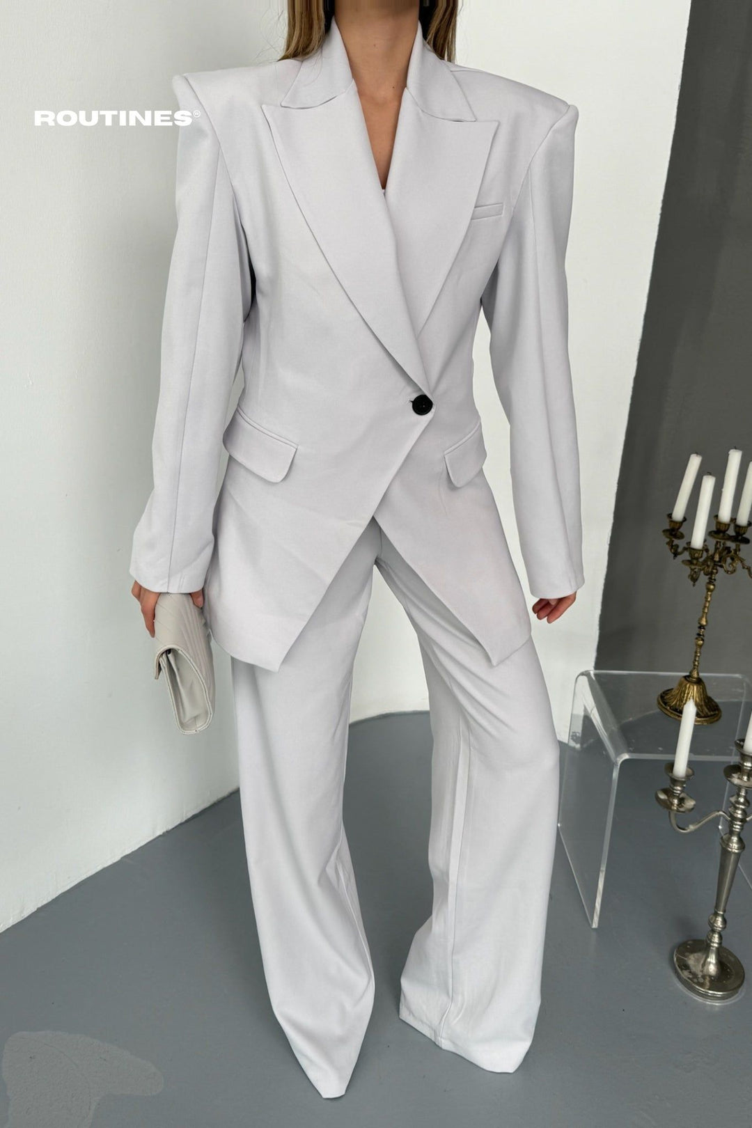 Routines Blazer Two Piece Stretch Set - Grey 256S2147 Set Routines Fashion