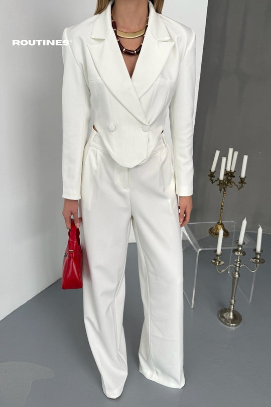 Routines Blazer Two Piece Stretch Set - White 256S2107 Set Routines Fashion