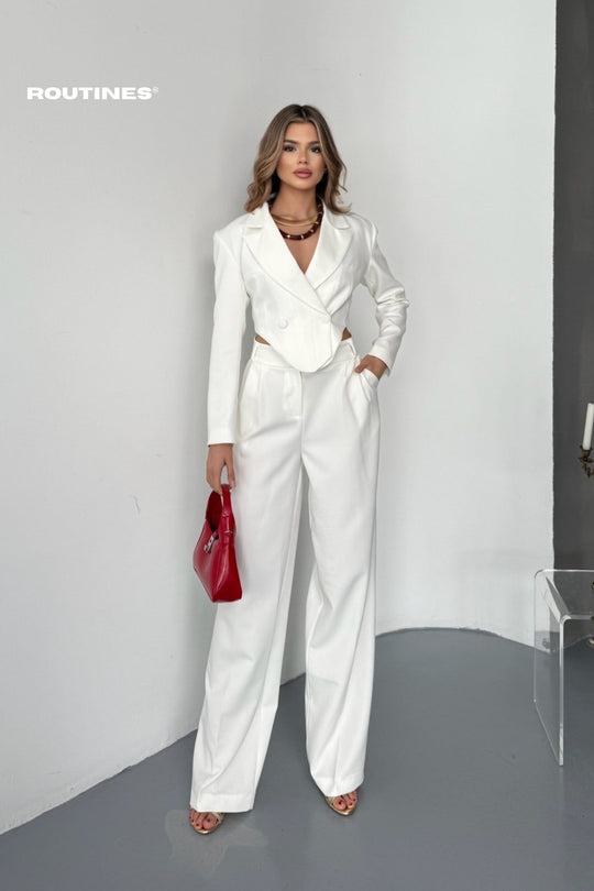 Routines Blazer Two Piece Stretch Set - White 256S2107 Set Routines Fashion