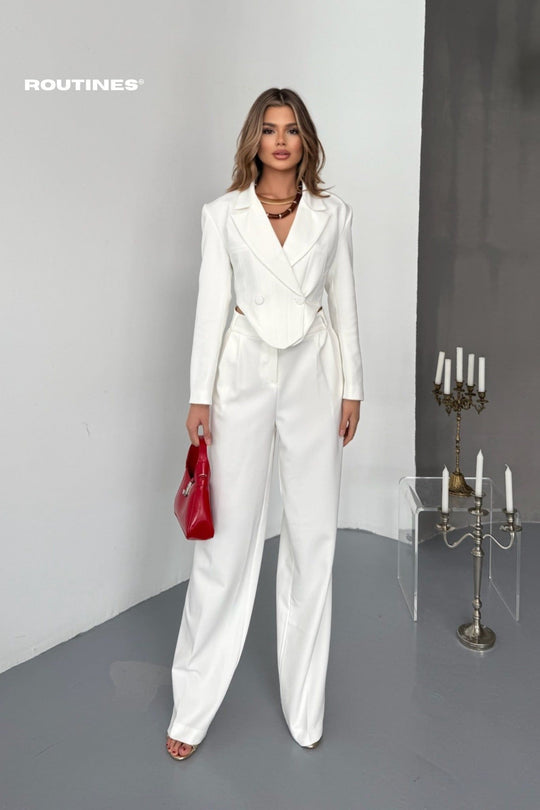 Routines Blazer Two Piece Stretch Set - White 256S2107 Set Routines Fashion