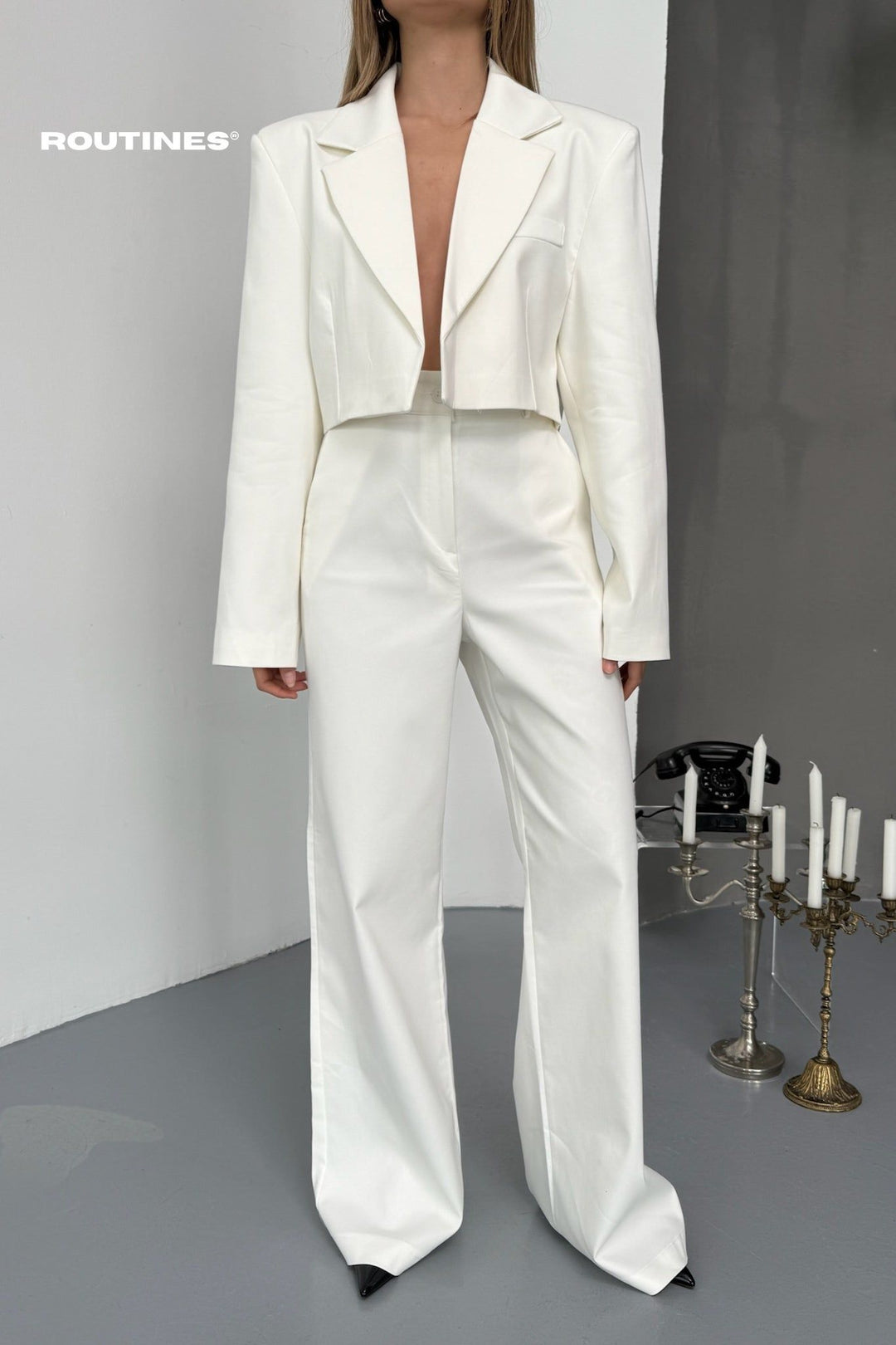Routines Blazer Two Piece Stretch Set - White 902124 Set Routines Fashion