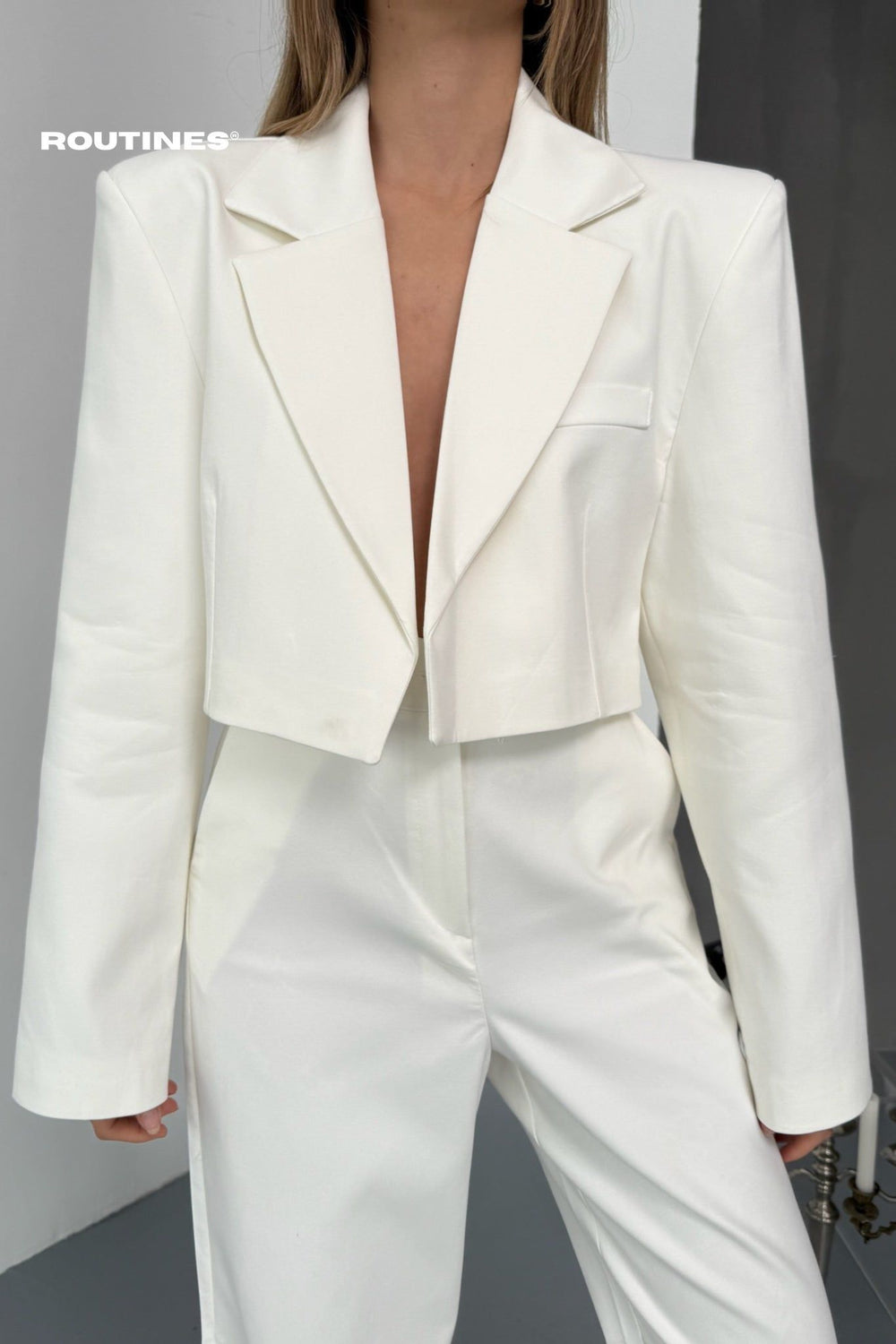 Routines Blazer Two Piece Stretch Set - White 902124 Set Routines Fashion