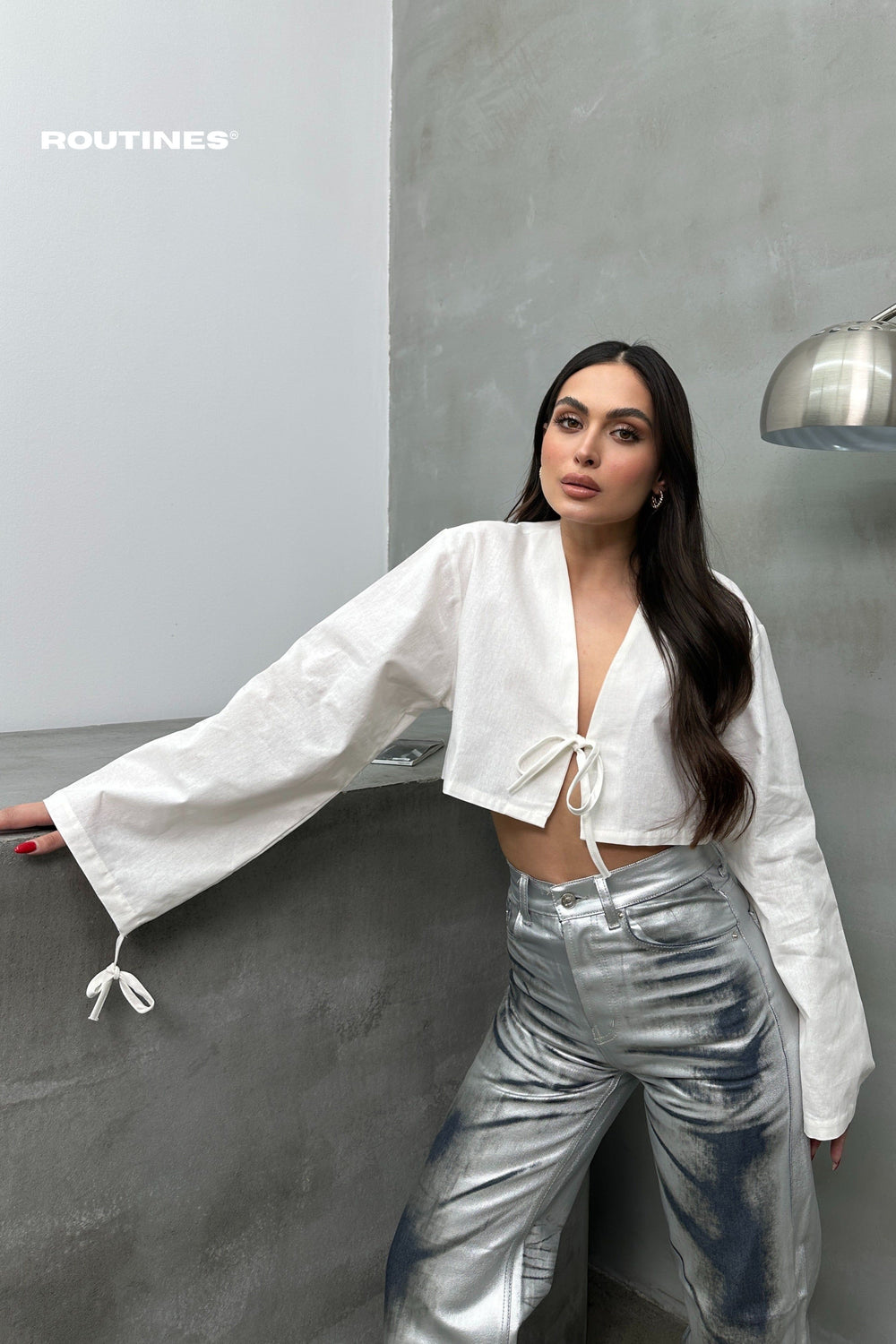 Routines Bow Crop Top - Cream 52215023 Top Routines Fashion