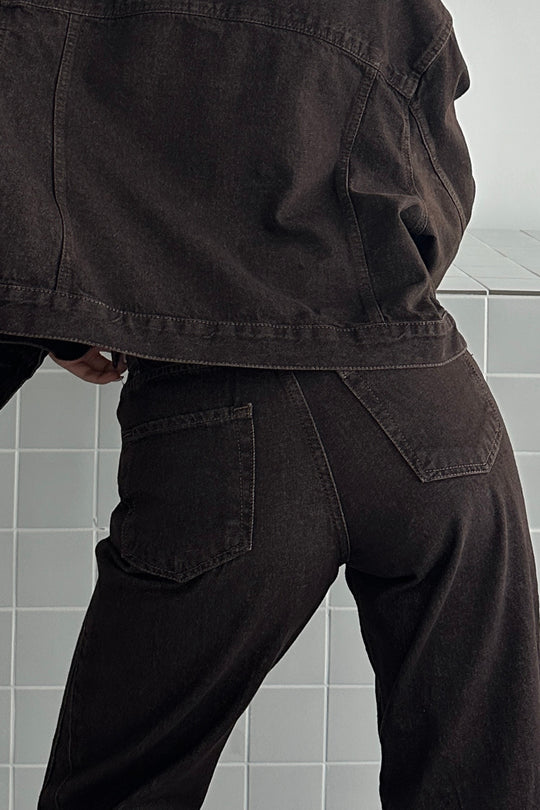 Routines Bow Detail Straight Jeans - Brown D226 Jeans Routines Fashion