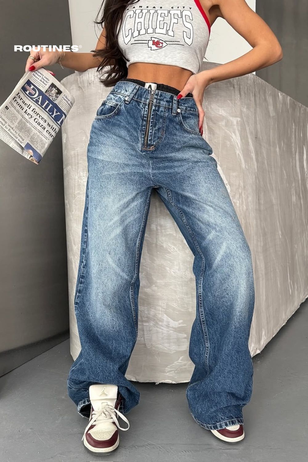 Routines Boxer Zip Baggy Jeans 1381-1 Jeans Routines Fashion
