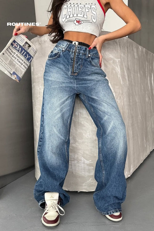 Routines Boxer Zip Baggy Jeans 1381-1 Jeans Routines Fashion