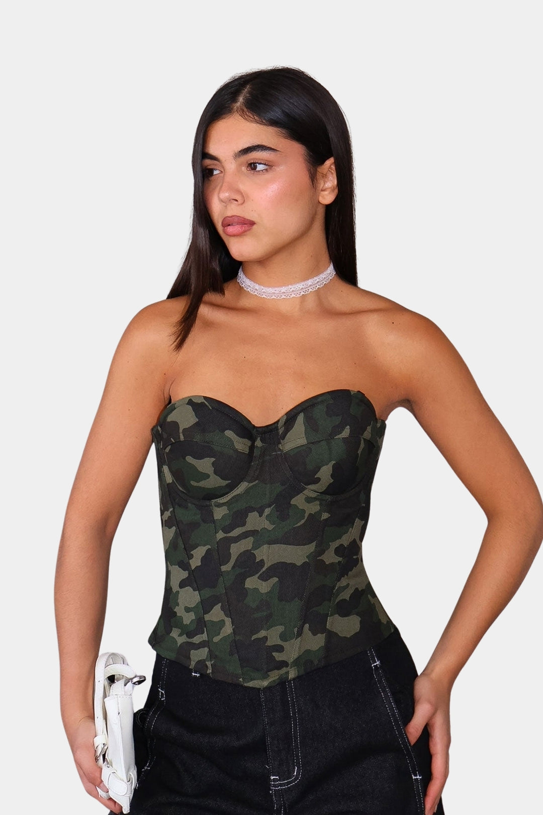 Routines Camouflage Denim Corset 10281 Top Routines Fashion