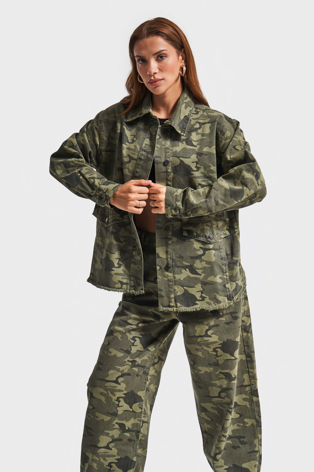 Routines Camouflage Oversized Denim Jacket 3473 Jacket Routines Fashion